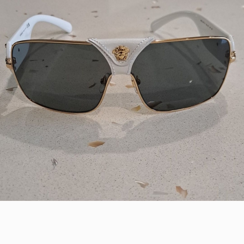 Versace White and Gold Men's Sunglasses